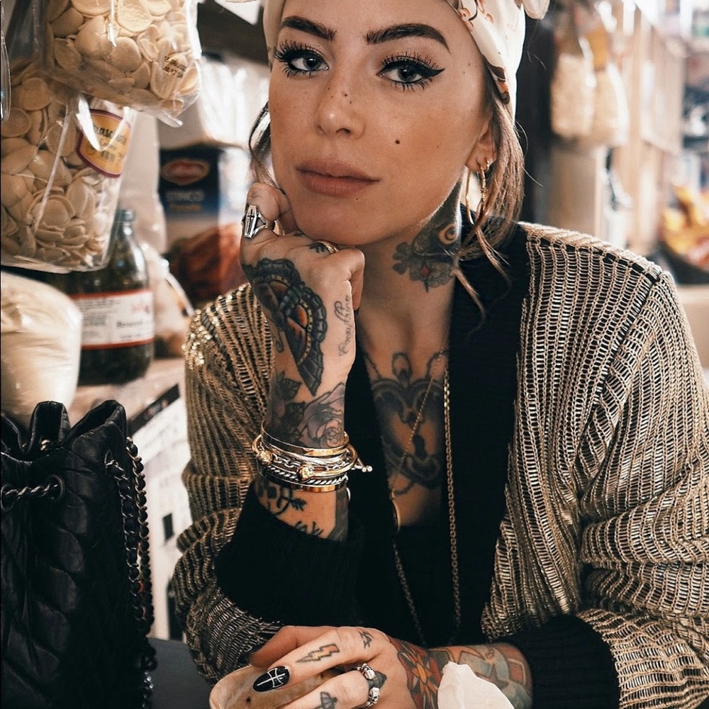 Gold RTA Cardigan as seen on Sammi Jefcoate